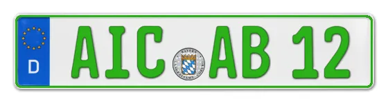 Grüne Kennzeichen AIC online bestellen