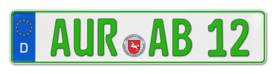 Grüne Kennzeichen AUR online bestellen