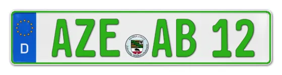 Grüne Kennzeichen AZE online bestellen