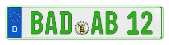 Grüne Kennzeichen BAD online bestellen