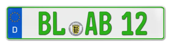 Grüne Kennzeichen BL online bestellen