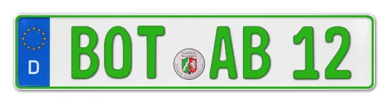 Grüne Kennzeichen BOT online bestellen