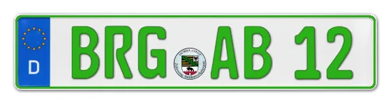 Grüne Kennzeichen BRG online bestellen