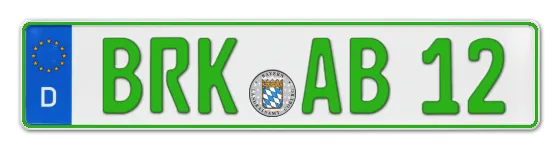 Grüne Kennzeichen BRK online bestellen