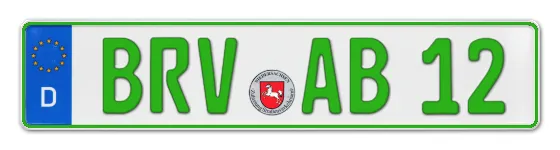 Grüne Kennzeichen BRV online bestellen