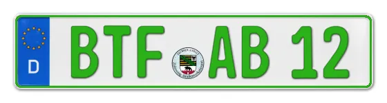 Grüne Kennzeichen BTF online bestellen