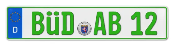 Grüne Kennzeichen BÜD online bestellen