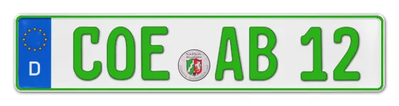 Grüne Kennzeichen COE online bestellen