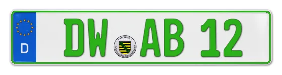 Grüne Kennzeichen DW online bestellen