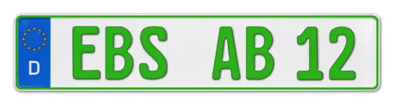 Grüne Kennzeichen EBS online bestellen