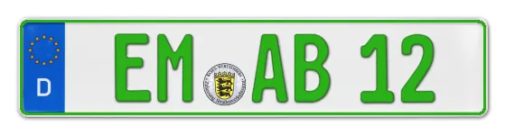 Grüne Kennzeichen EM online bestellen