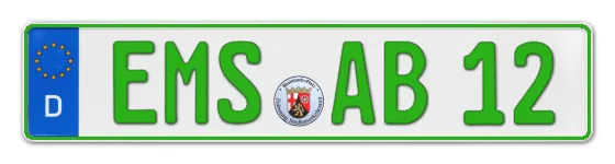 Grüne Kennzeichen EMS online bestellen