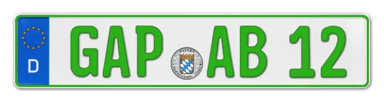 Grüne Kennzeichen GAP online bestellen