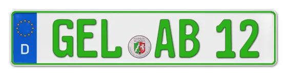Grüne Kennzeichen GEL online bestellen