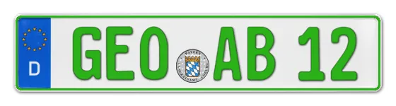 Grüne Kennzeichen GEO online bestellen
