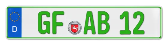 Grüne Kennzeichen GF online bestellen