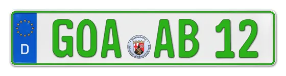 Grüne Kennzeichen GOA online bestellen