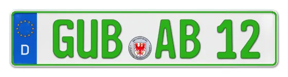 Grüne Kennzeichen GUB online bestellen