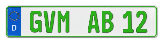 Grüne Kennzeichen GVM online bestellen