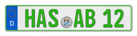 Grüne Kennzeichen HAS online bestellen