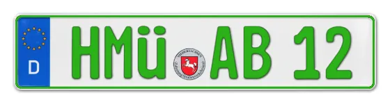 Grüne Kennzeichen HMÜ online bestellen