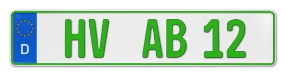 Grüne Kennzeichen HV online bestellen