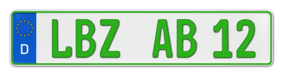 Grüne Kennzeichen LBZ online bestellen
