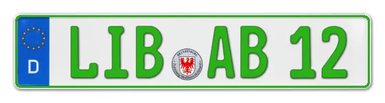 Grüne Kennzeichen LIB online bestellen