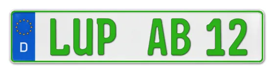 Grüne Kennzeichen LUP online bestellen