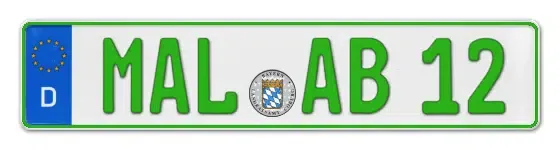 Grüne Kennzeichen MAL online bestellen