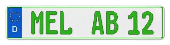 Grüne Kennzeichen MEL online bestellen