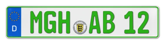 Grüne Kennzeichen MGH online bestellen