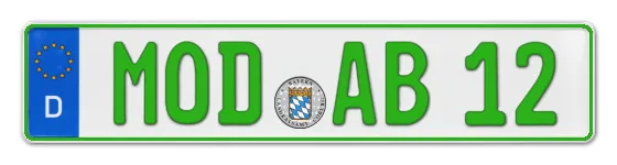 Grüne Kennzeichen MOD online bestellen