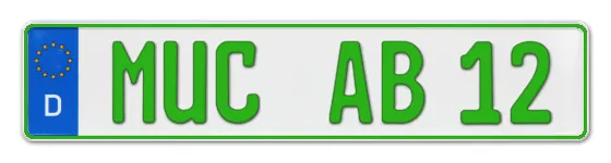 Grüne Kennzeichen MUC online bestellen