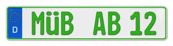 Grüne Kennzeichen MÜB online bestellen