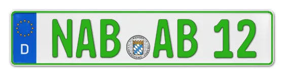 Grüne Kennzeichen NAB online bestellen