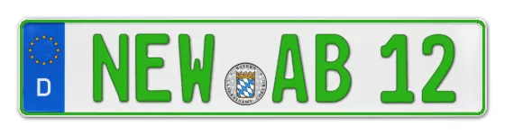 Grüne Kennzeichen NEW online bestellen