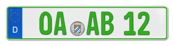 Grüne Kennzeichen OA online bestellen