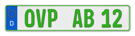 Grüne Kennzeichen OVP online bestellen
