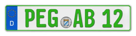 Grüne Kennzeichen PEG online bestellen
