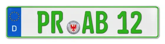 Grüne Kennzeichen PR online bestellen