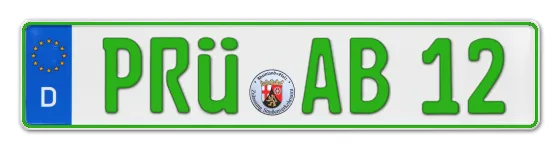 Grüne Kennzeichen PRÜ online bestellen