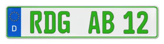 Grüne Kennzeichen RDG online bestellen