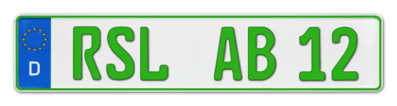 Grüne Kennzeichen RSL online bestellen