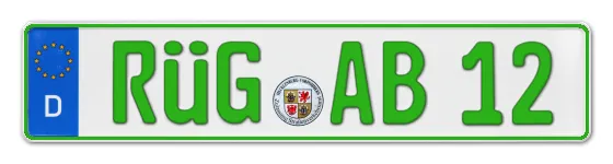 Grüne Kennzeichen RÜG online bestellen