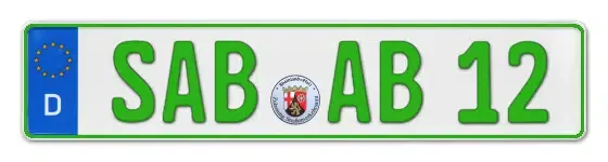 Grüne Kennzeichen SAB online bestellen