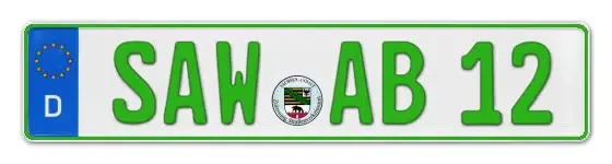 Grüne Kennzeichen SAW online bestellen