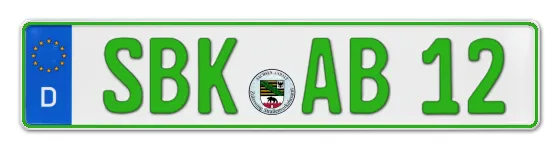 Grüne Kennzeichen SBK online bestellen