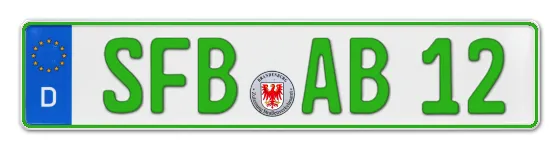 Grüne Kennzeichen SFB online bestellen