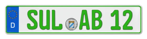 Grüne Kennzeichen SUL online bestellen